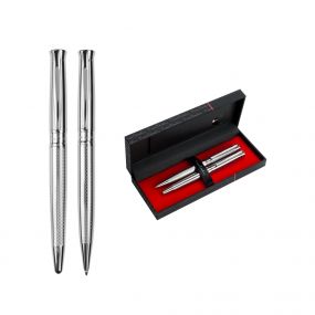 ROI SET Súprava guľôčkového pera a rollera stříbrná