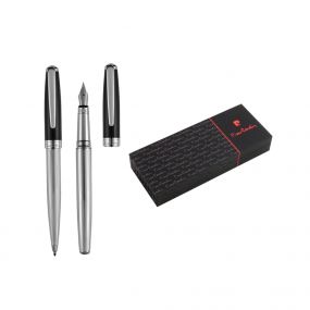 CHRISTOPHE SET Súprava guľôčkového a plniaceho pera stříbrná/černá