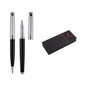 DIDIER Kovová súprava guľôčkového pera a rollera černá/stříbrná